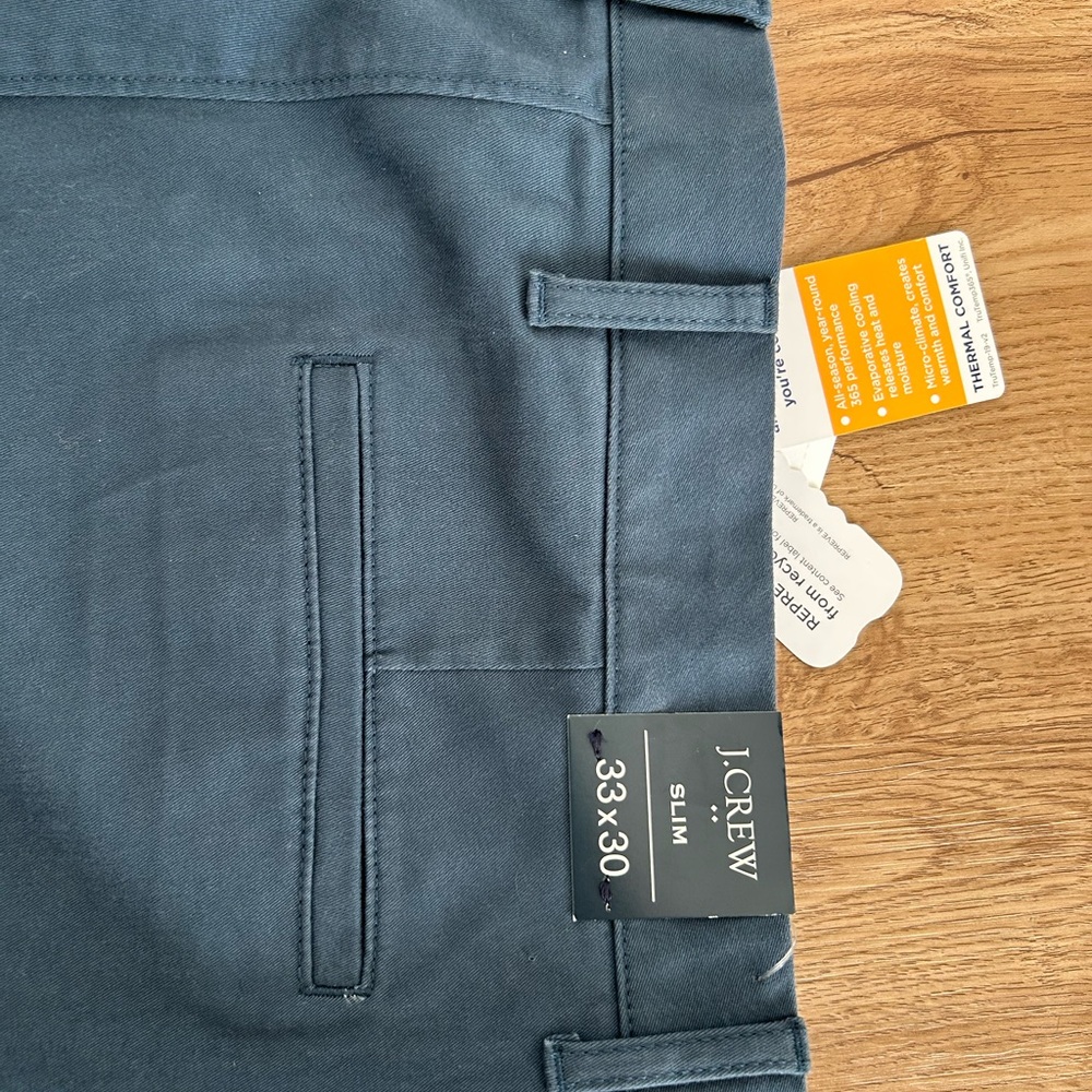 J. Crew Men's Dark Ash Blue Chinos Size 33x30 BRAND NEW - Picture 3 of 7